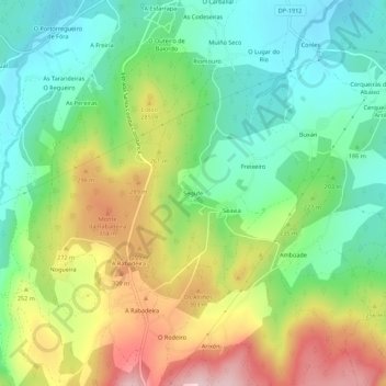 Topografische kaart Segufe, hoogte, reliëf