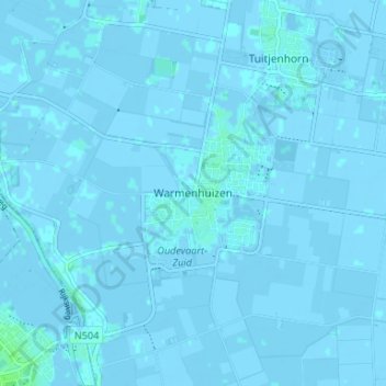 Topografische kaart Warmenhuizen, hoogte, reliëf