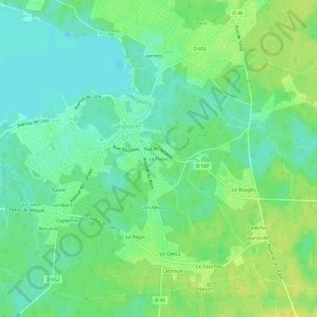 Topografische kaart Le Piaou, hoogte, reliëf
