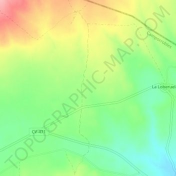 Topografische kaart Lomas del Gato, hoogte, reliëf