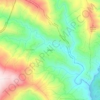 Topografische kaart Penedo, hoogte, reliëf