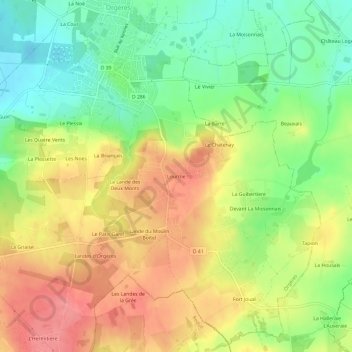 Topografische kaart Lourme, hoogte, reliëf