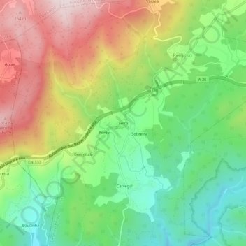 Topografische kaart Feira, hoogte, reliëf