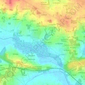 Topografische kaart Le Pont, hoogte, reliëf