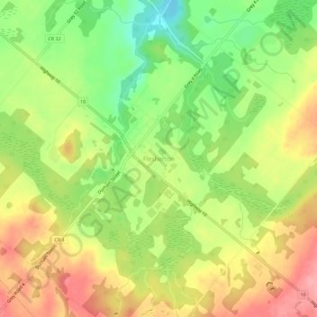 Topografische kaart Flesherton, hoogte, reliëf