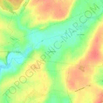 Topografische kaart Les Buffats, hoogte, reliëf