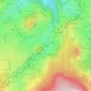 Topografische kaart La Salce, hoogte, reliëf