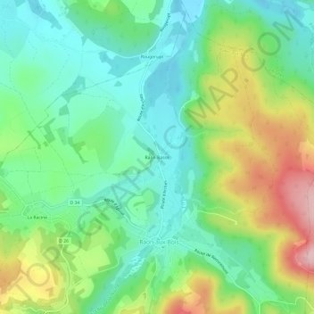 Topografische kaart Raon Basse, hoogte, reliëf