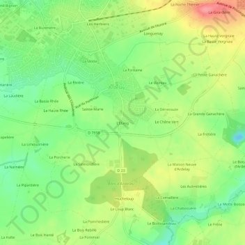 Topografische kaart L'Étang, hoogte, reliëf