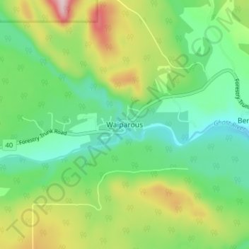 Topografische kaart Waiparous, hoogte, reliëf