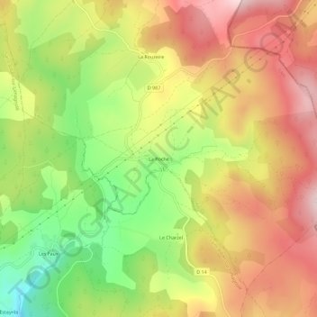 Topografische kaart La Roche, hoogte, reliëf