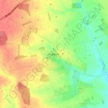 Topografische kaart Ropsley, hoogte, reliëf