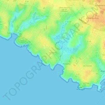 Topografische kaart Les Groies, hoogte, reliëf