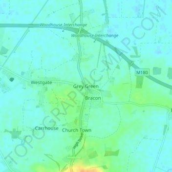 Topografische kaart Grey Green, hoogte, reliëf