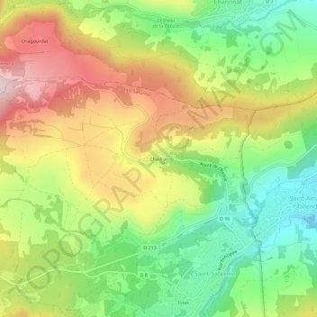 Topografische kaart Chadrat, hoogte, reliëf