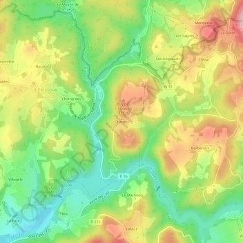 Topografische kaart Chatreix, hoogte, reliëf
