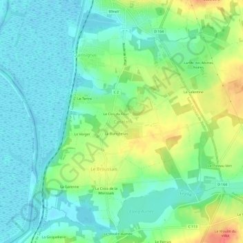 Topografische kaart Ceselas, hoogte, reliëf