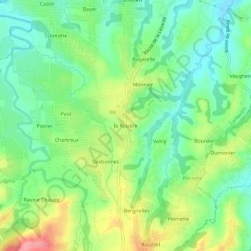 Topografische kaart la Rosière, hoogte, reliëf