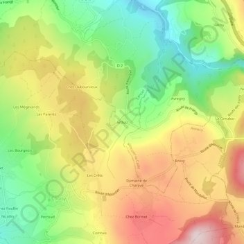 Topografische kaart Arthaz, hoogte, reliëf