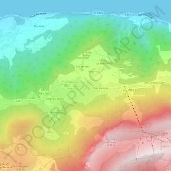 Topografische kaart Le Nouy, hoogte, reliëf