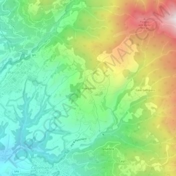 Topografische kaart Pulicciano, hoogte, reliëf