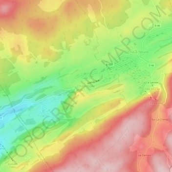 Topografische kaart Châtelblanc, hoogte, reliëf