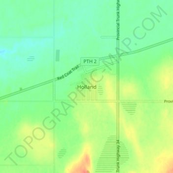 Topografische kaart Holland, hoogte, reliëf