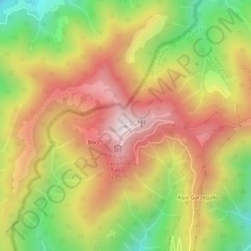 Topografische kaart Monte Bisbino, hoogte, reliëf