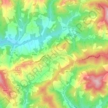 Topografische kaart La Villa, hoogte, reliëf