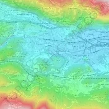 Topografische kaart Balma di Grosso, hoogte, reliëf