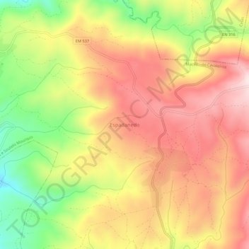 Topografische kaart Espadanedo, hoogte, reliëf