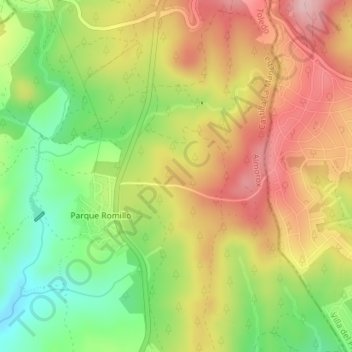 Topografische kaart Cerro de Pino Romero, hoogte, reliëf
