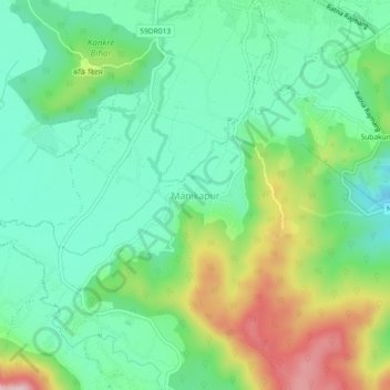Topografische kaart Manikapur, hoogte, reliëf