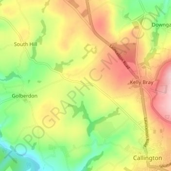 Topografische kaart Maders, hoogte, reliëf