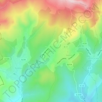 Topografische kaart Proșca, hoogte, reliëf