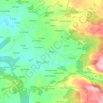 Topografische kaart Sande, hoogte, reliëf