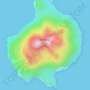 Topografische kaart Isla Rábida, hoogte, reliëf
