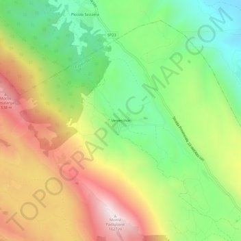 Topografische kaart Verrecchie, hoogte, reliëf