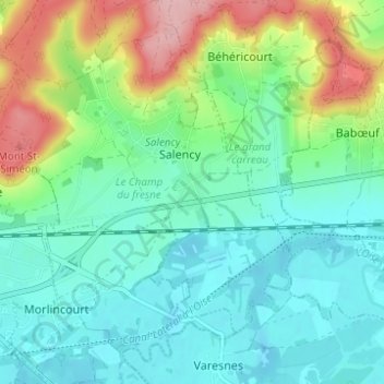 Topografische kaart La Rosière, hoogte, reliëf