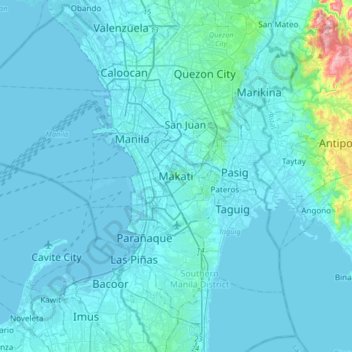 Topografische kaart Makati, hoogte, reliëf