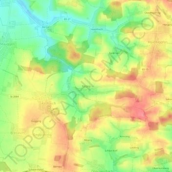 Topografische kaart Polzing, hoogte, reliëf