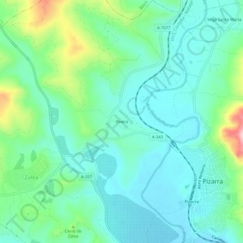 Topografische kaart Rivera, hoogte, reliëf