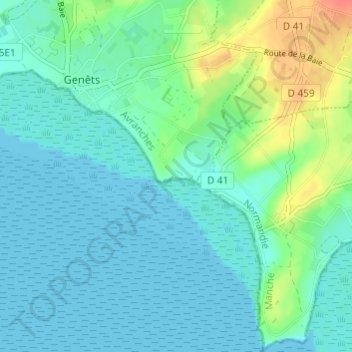 Topografische kaart Les Porteaux, hoogte, reliëf