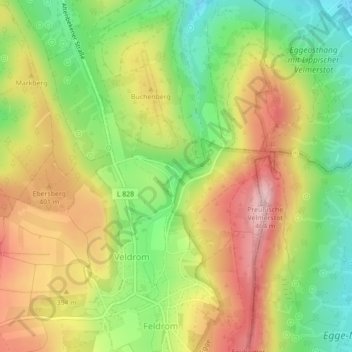 Topografische kaart Kattenmühle, hoogte, reliëf