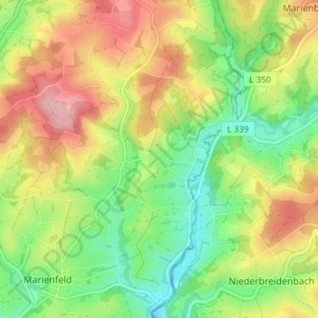 Topografische kaart Ophausen, hoogte, reliëf