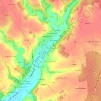 Topografische kaart La Fosse, hoogte, reliëf