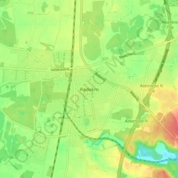 Topografische kaart Rødekro, hoogte, reliëf
