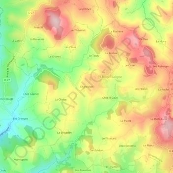 Topografische kaart Chancolan, hoogte, reliëf