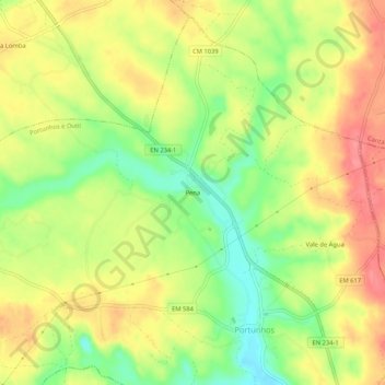 Topografische kaart Pena, hoogte, reliëf
