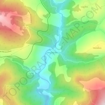 Topografische kaart Aldea de Ebro, hoogte, reliëf